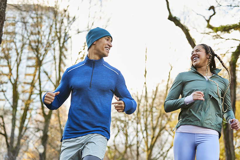 Couple jogging outdoors