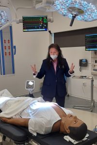 Instructor inside simulation center